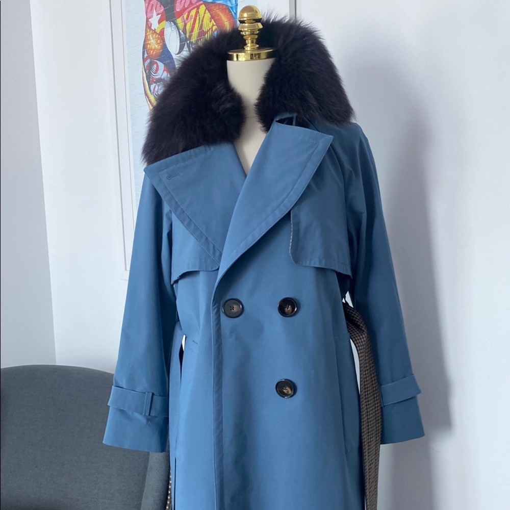 Massimo Dutti Trench Coat with Faux Fur Collar - Picture 4 of 14